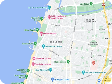A map of central Tel Aviv, from the beachfront to Dizengoff