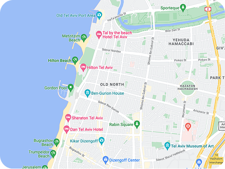 A map of central Tel Aviv, from the beachfront to Dizengoff